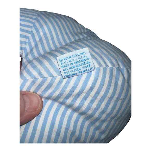 Vintage Eden Stuffed Plush Circus Clown Red Tie Blue Stripes Yarn Hair Toy 14" - Picture 4 of 7